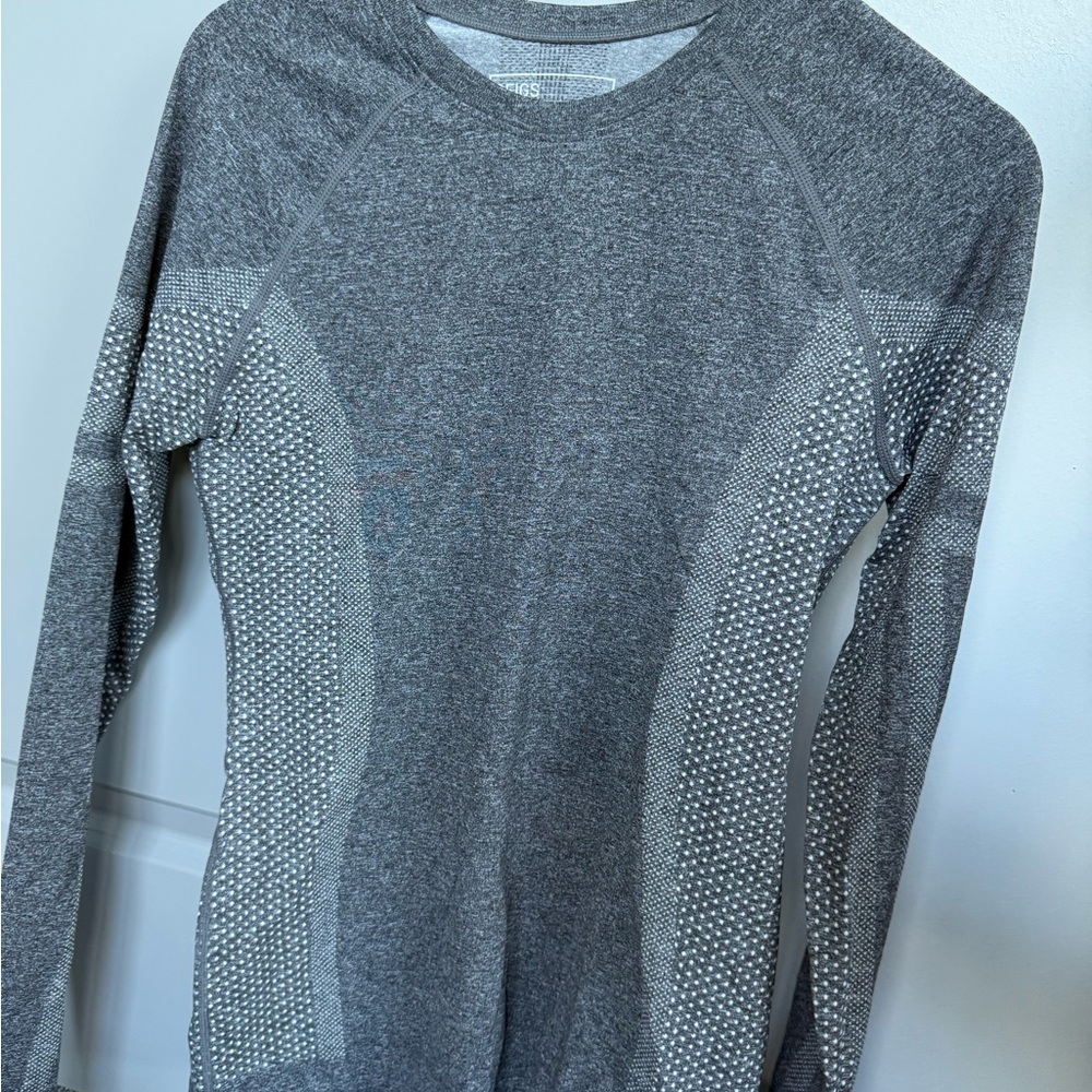 Figs Gray Women's Sweatshirt with Patterned Accents